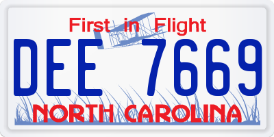 NC license plate DEE7669