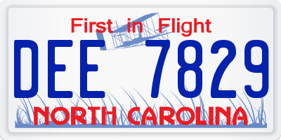 NC license plate DEE7829