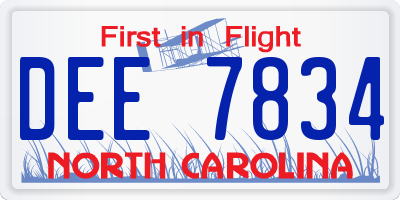 NC license plate DEE7834