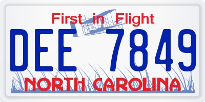 NC license plate DEE7849