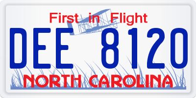 NC license plate DEE8120
