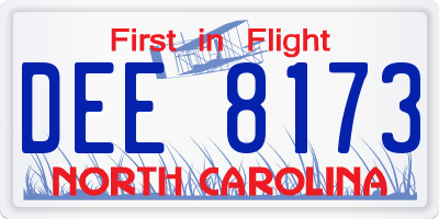 NC license plate DEE8173