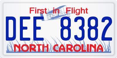 NC license plate DEE8382