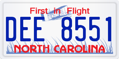 NC license plate DEE8551