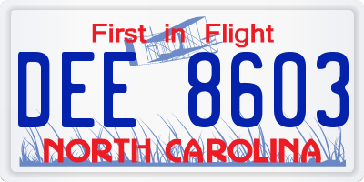 NC license plate DEE8603