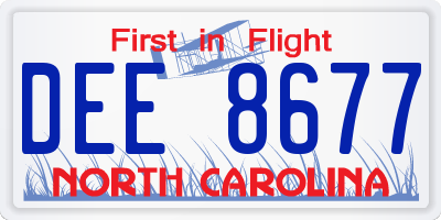 NC license plate DEE8677