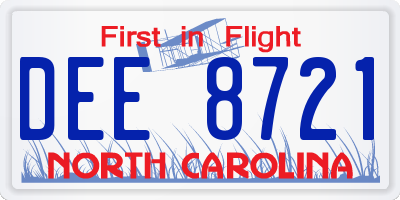 NC license plate DEE8721