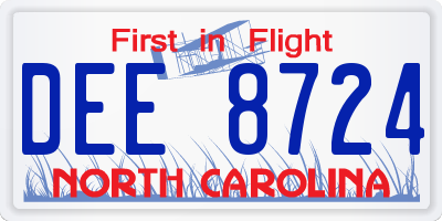 NC license plate DEE8724