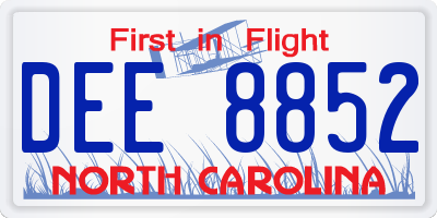 NC license plate DEE8852