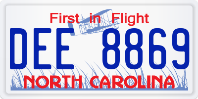 NC license plate DEE8869