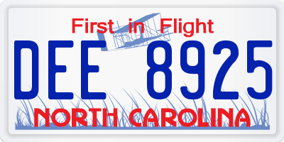 NC license plate DEE8925