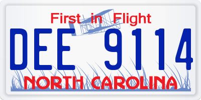 NC license plate DEE9114