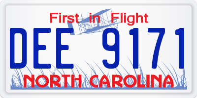 NC license plate DEE9171
