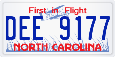 NC license plate DEE9177
