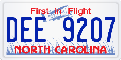 NC license plate DEE9207