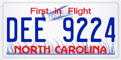 NC license plate DEE9224
