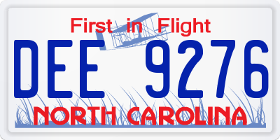 NC license plate DEE9276