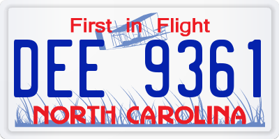 NC license plate DEE9361