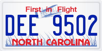 NC license plate DEE9502