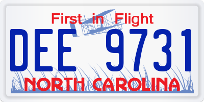 NC license plate DEE9731