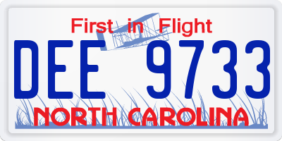 NC license plate DEE9733