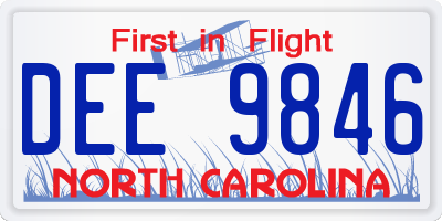 NC license plate DEE9846