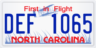 NC license plate DEF1065