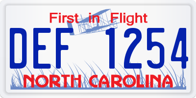 NC license plate DEF1254