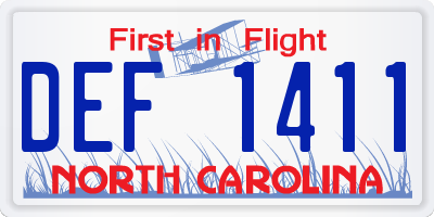 NC license plate DEF1411