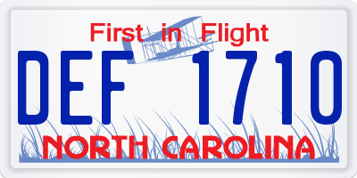 NC license plate DEF1710