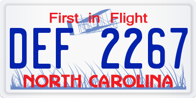 NC license plate DEF2267