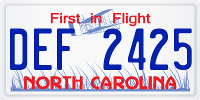 NC license plate DEF2425