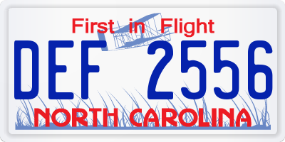 NC license plate DEF2556