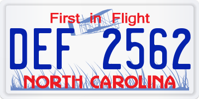 NC license plate DEF2562