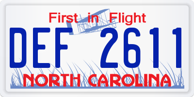 NC license plate DEF2611
