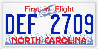 NC license plate DEF2709