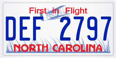 NC license plate DEF2797