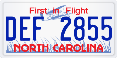 NC license plate DEF2855