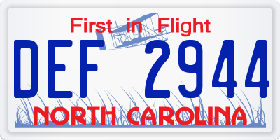 NC license plate DEF2944