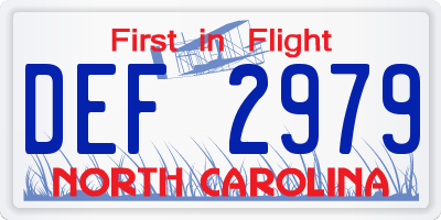 NC license plate DEF2979