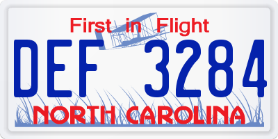 NC license plate DEF3284