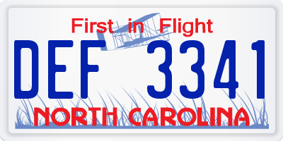 NC license plate DEF3341