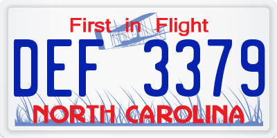 NC license plate DEF3379