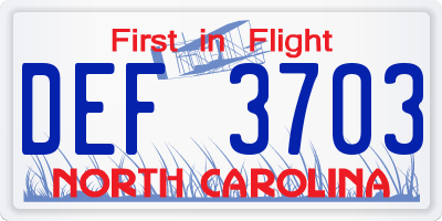 NC license plate DEF3703