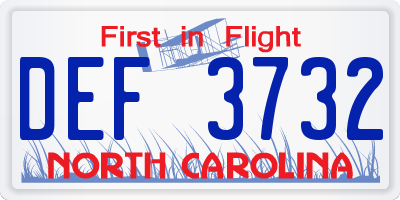 NC license plate DEF3732