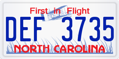 NC license plate DEF3735