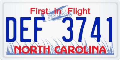 NC license plate DEF3741