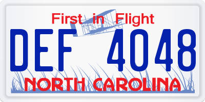 NC license plate DEF4048