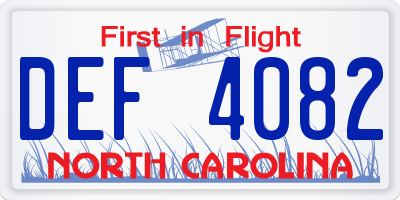 NC license plate DEF4082