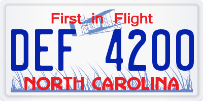 NC license plate DEF4200